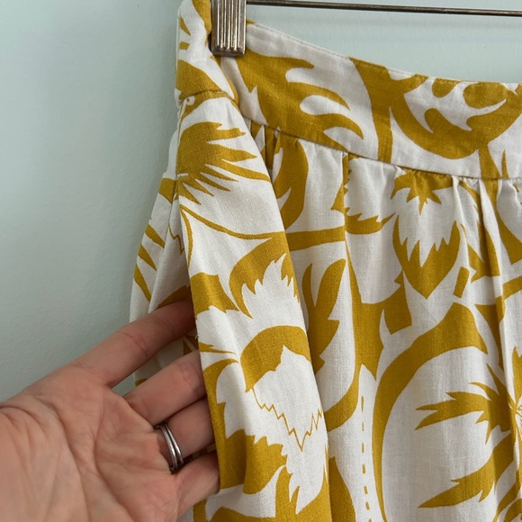 Madewell Yellow Linen Blend Shirred Maxi Skirt Tropical Floral Pockets Sz Small - Picture 7 of 10